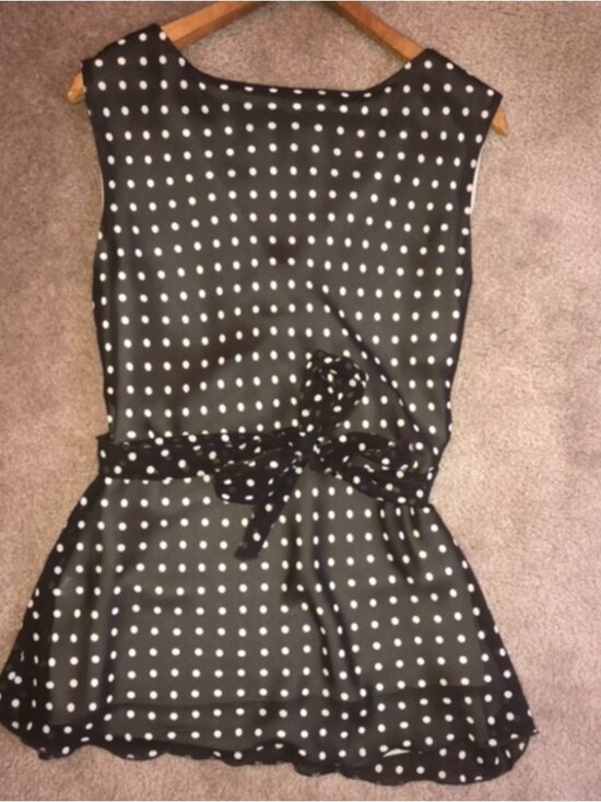 Tops - Brown Polka Dot Sleveless Blouse